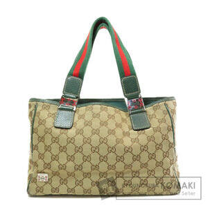 Gucci GG Canvas Sherry Line Tote Shoulder Bag Green